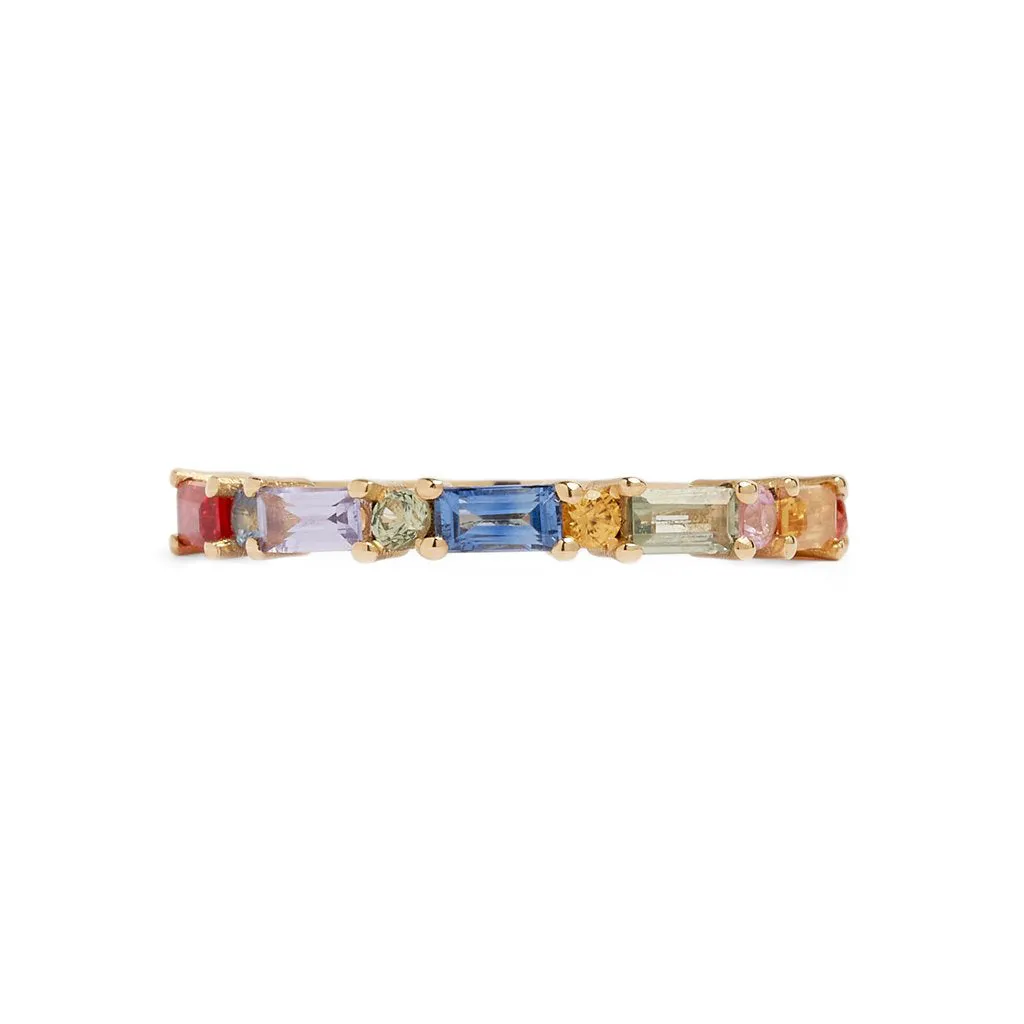 XO Rainbow Sapphire Ring Pieces of Eight