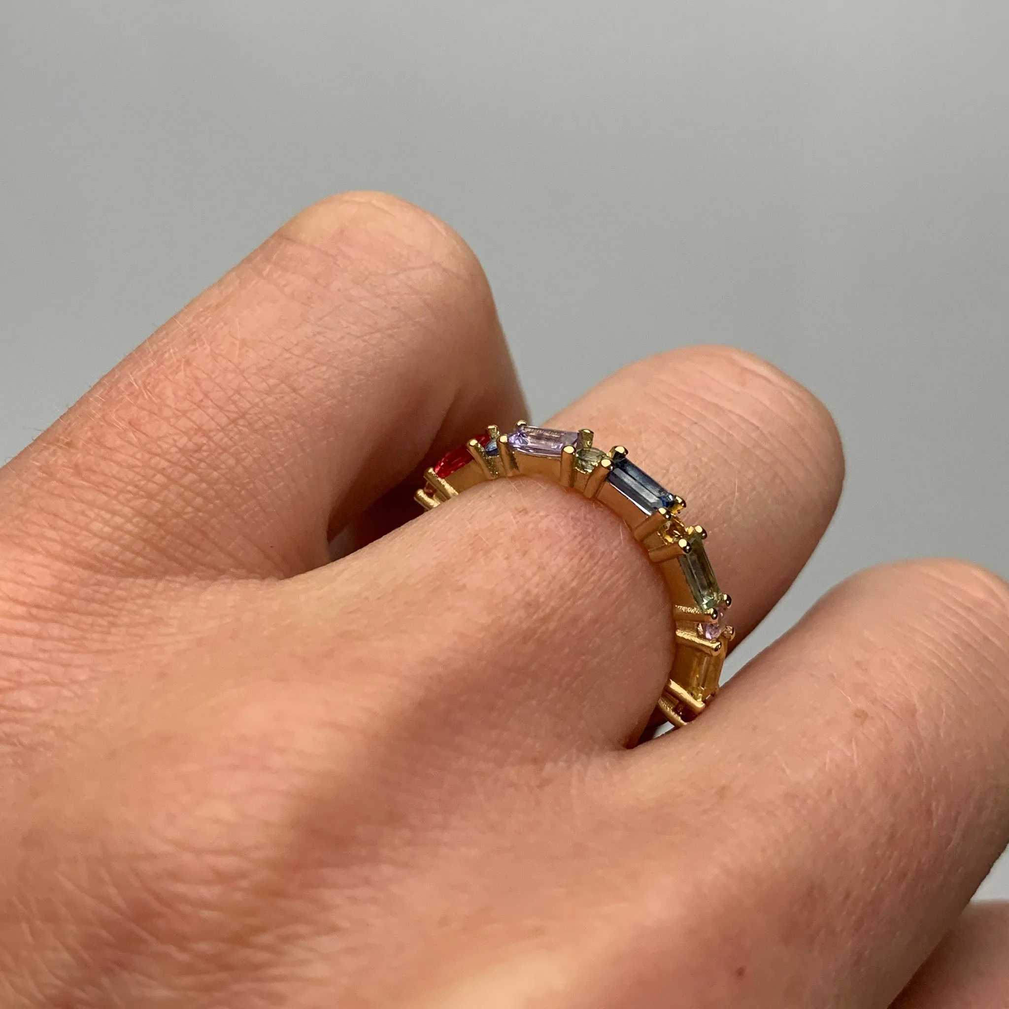 XO Rainbow Sapphire Ring Pieces of Eight