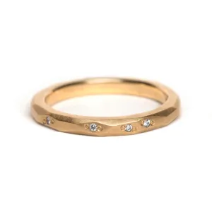Yellow Gold Faceted Diamond Wedding Ring Pieces of Eight